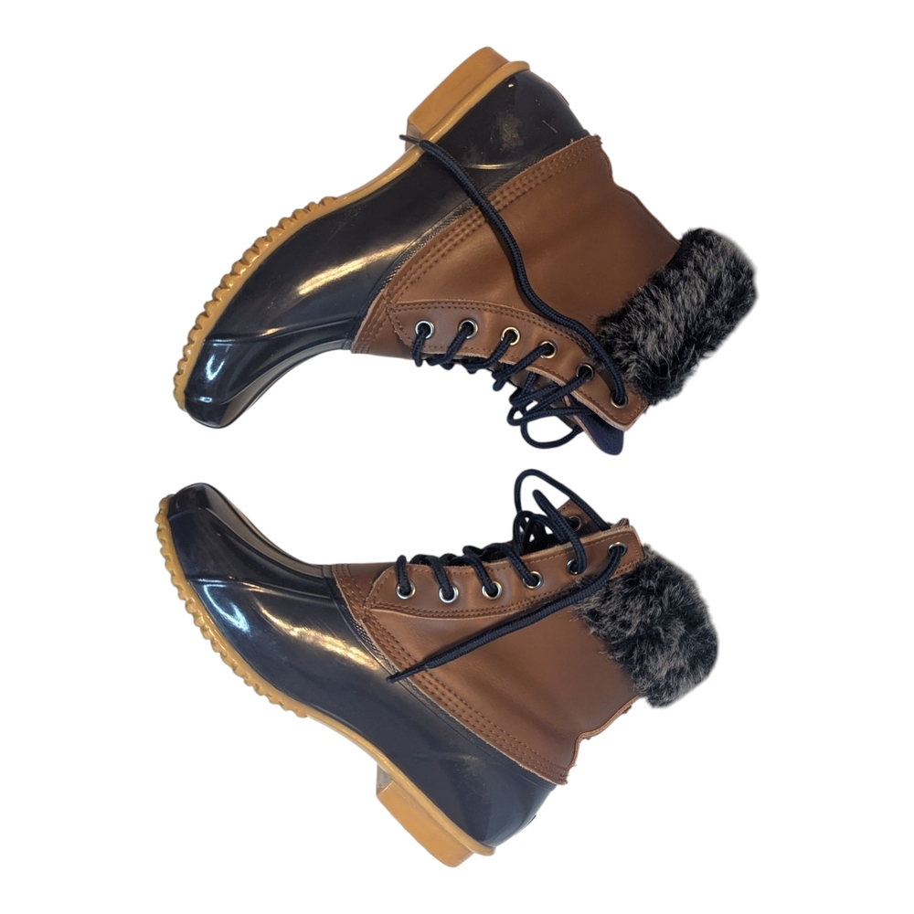Bass Harlequin Duckboot Brown/Navy with Fur Trim